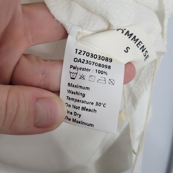 NWT Commense White Abstract Pattern Textured Relaxed Fit Gold Button-Down Shirt - Picture 7 of 8